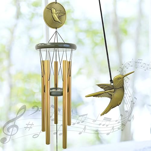 Campanillas de viento de colibrí para exteriores, campanillas de viento conmemorativas de 32 pulgadas para crear un ambiente zen, regalo de colibrí