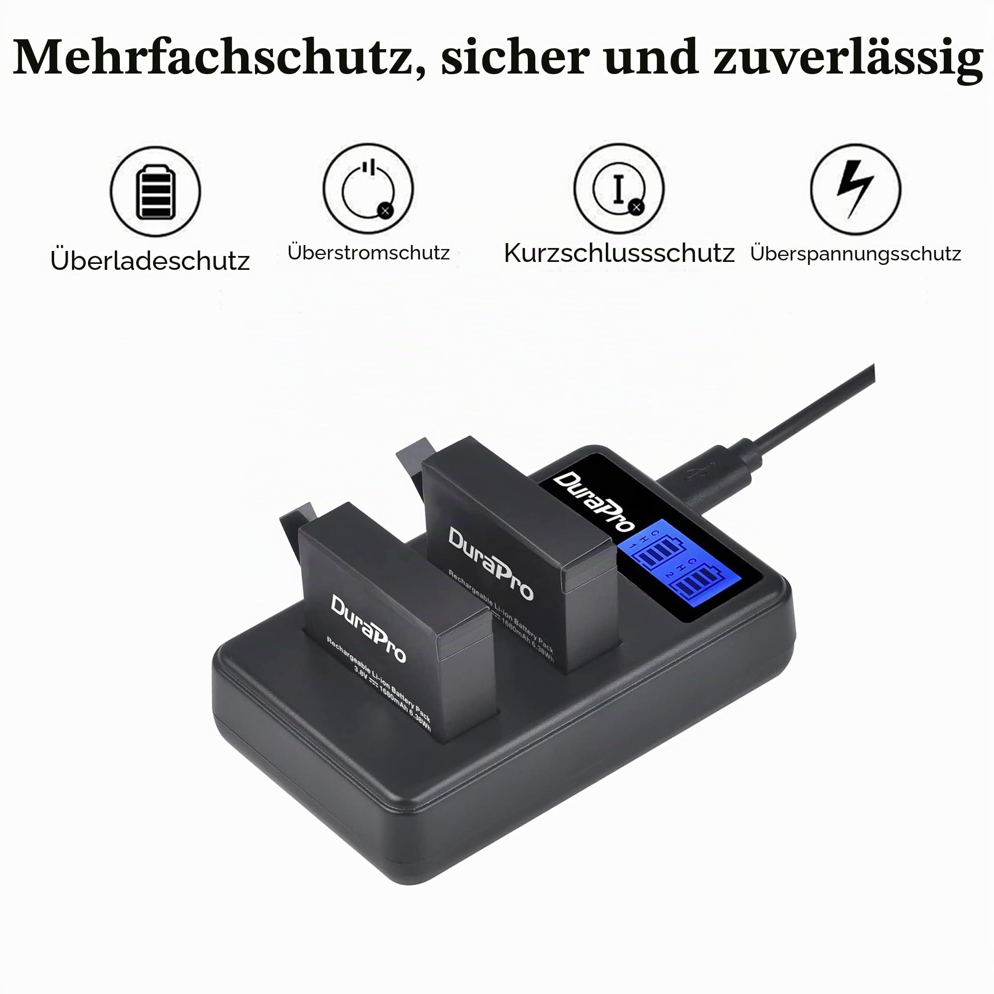 DuraPro 4X 1680mah Akku + LCD Dual USB Ladegerät für Gopro 4 Akku Gopro Hero 4 AHDBT-401 Kameras