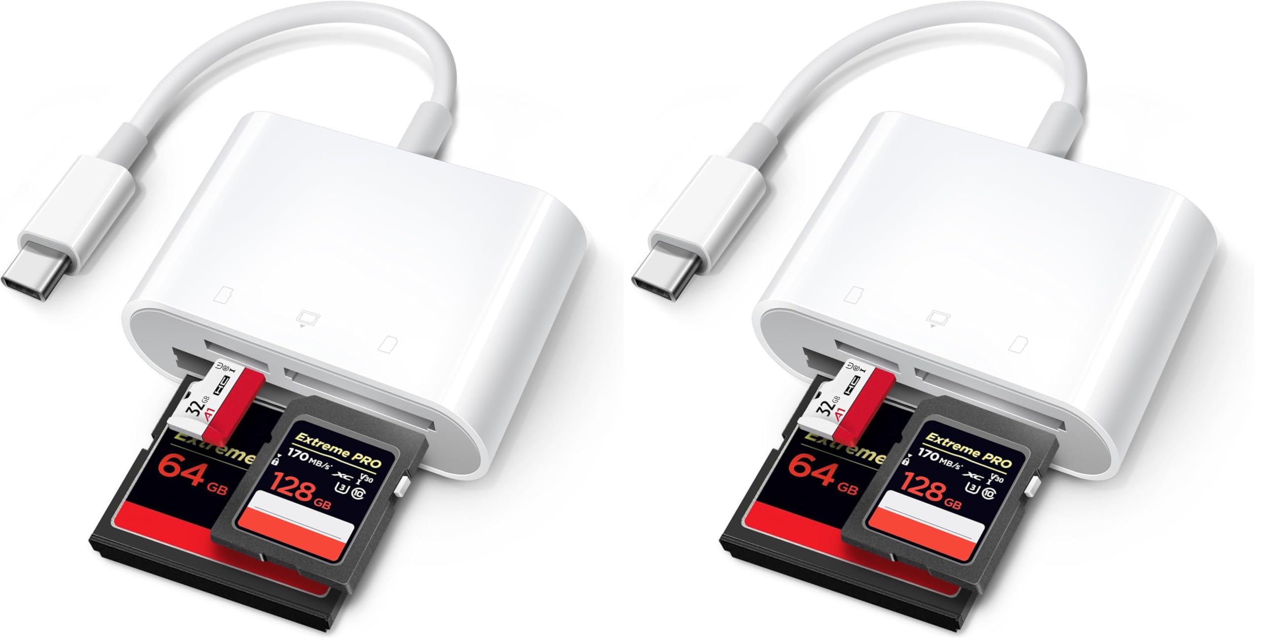 USB C SD Card Reader for iPhone 15/iPad/Mac, ChiaoPio USB C to SD CF,Type C Memory Card Adapter with Compact Flash/CF/SD/MicroSD Slots Compatible with iPad MacBook Pro/Air/Mini Mac Laptop (Pack of 2)