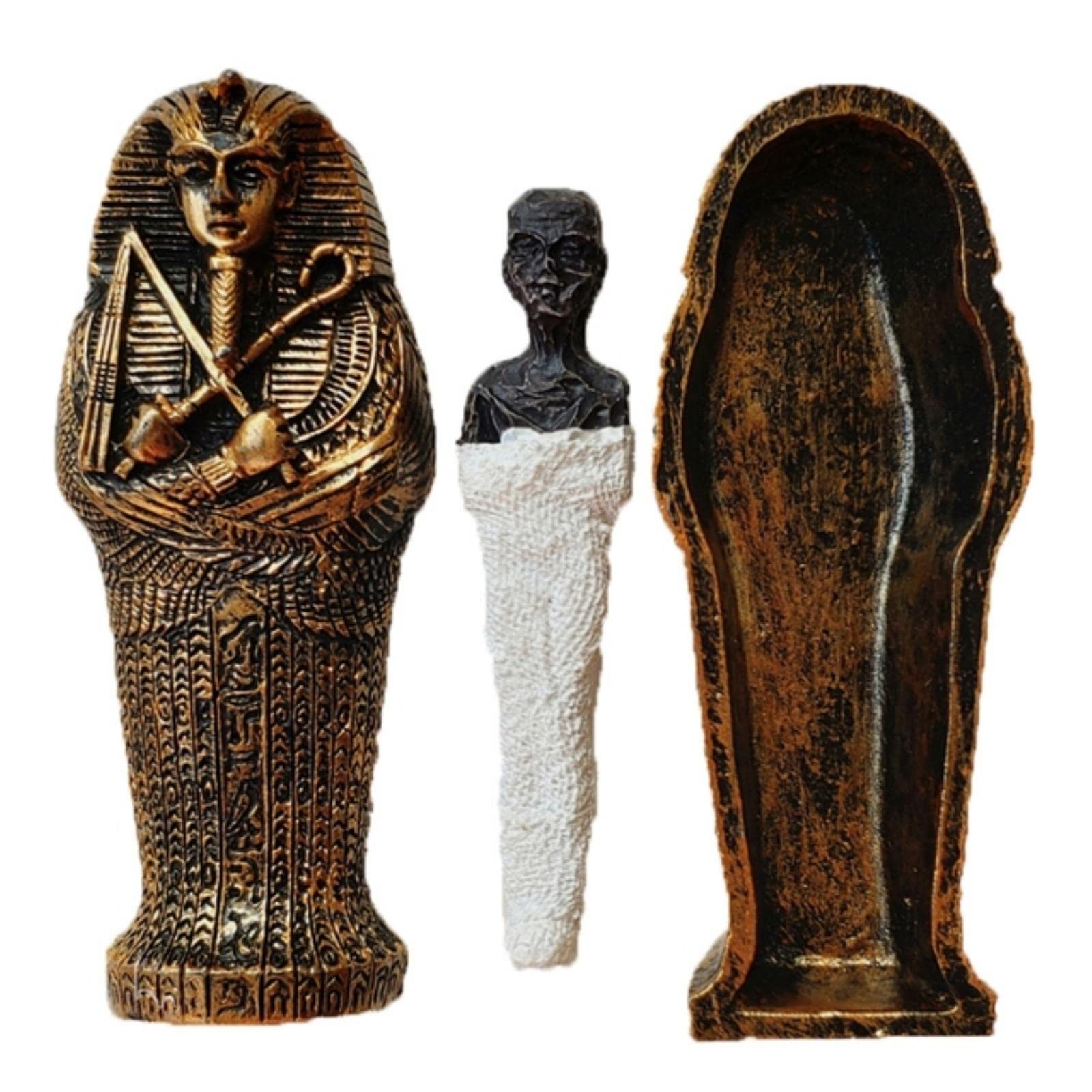 Ataúd de Resina egipcia Antigua con estatuilla de inserción de Momia, Estatua de Faraón de Egipto, artesanía en Miniatura, decoración Coleccionable, Venta al por Menor