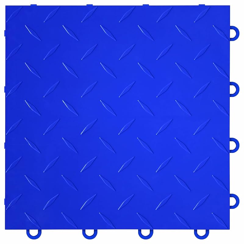 Kit com 24 Pisos Modulares para Garagem IncStores Nitro Tiles Shelby Blue em Polipropileno com Encaixe e Padrão Diamantado