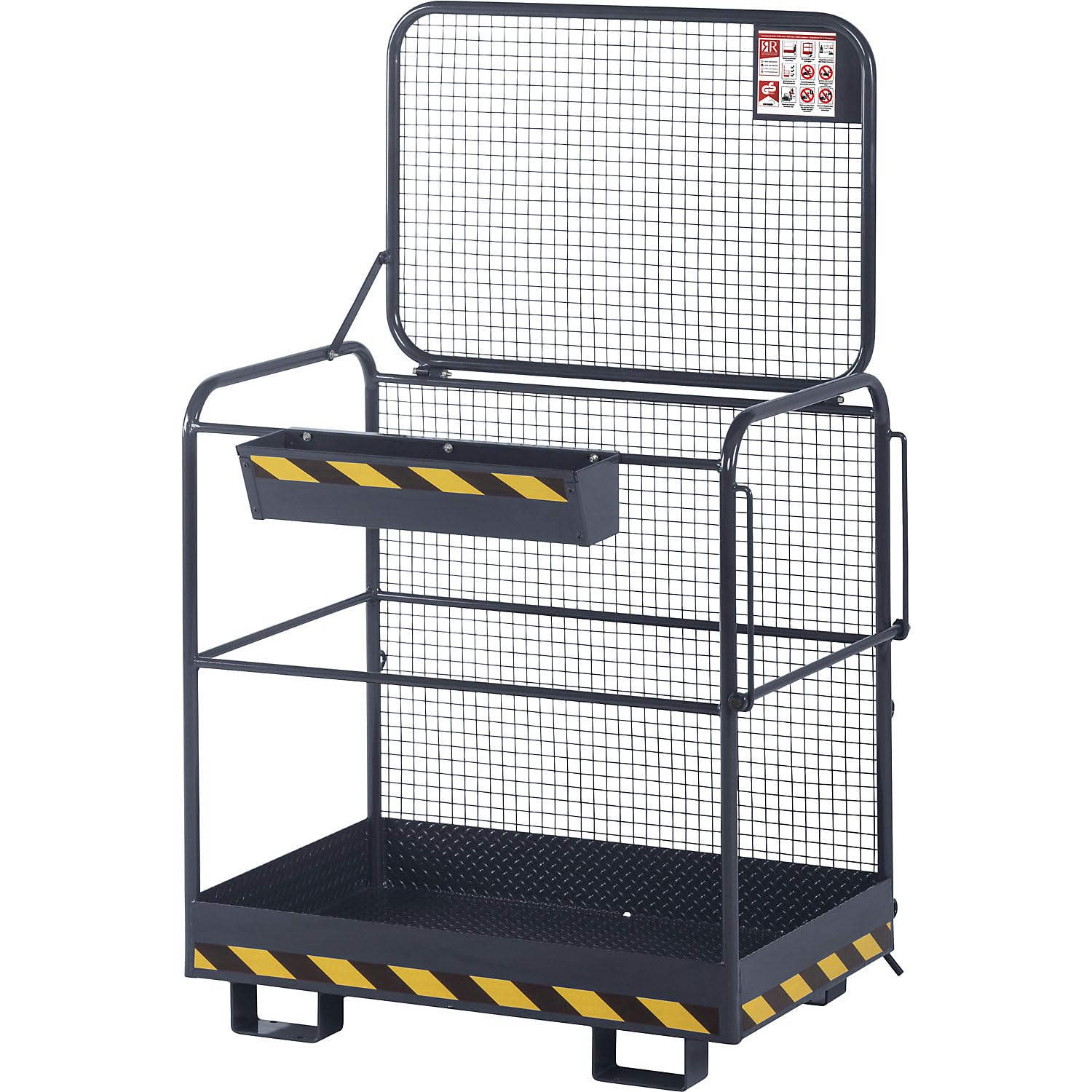 kaiserkraft Safety Basket for Forklifts Wide Side Work Platform 1200 x 800 mm Anthracite Grey RAL 7016