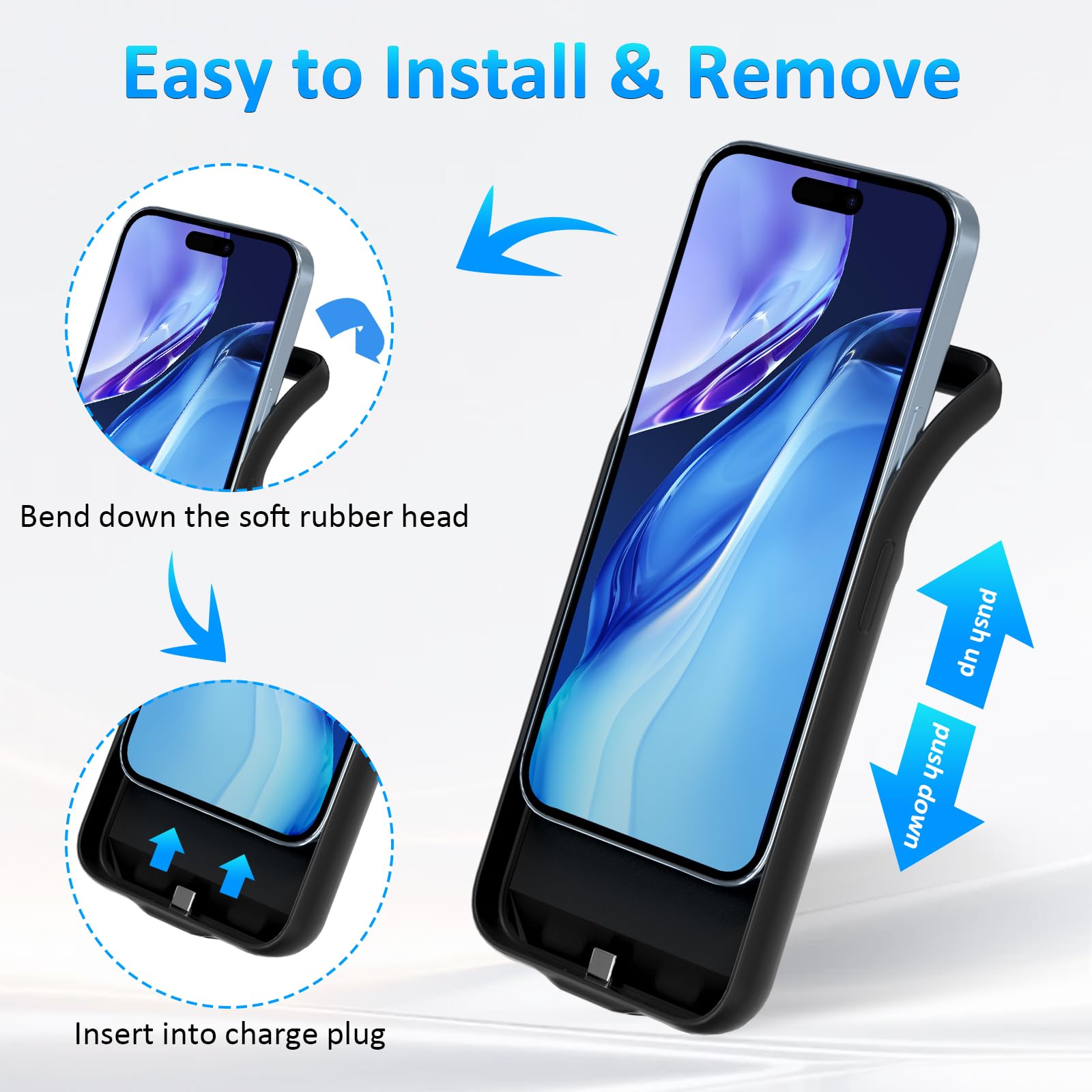 Custodia Batteria per iPhone 15(6.1"),8500mAh 15W Ultra Sottile Cover Batteria Ricaricabile Caricabatterie Power Bank per iPhone 15