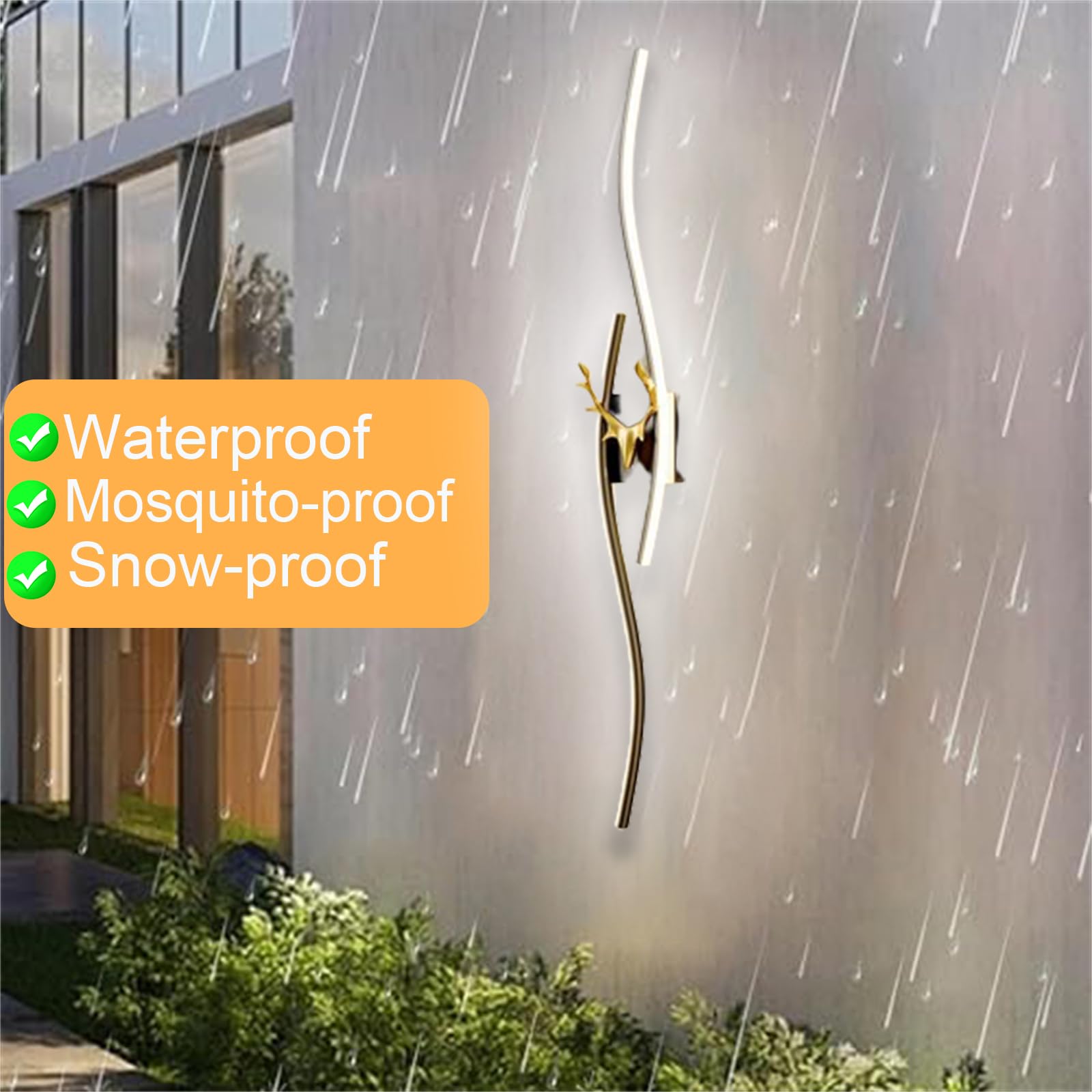 Moderno Lampada da Parete Lungo LED Impermeabile IP65 Applique da Parete Soggiorno Apparecchio da Parete Terrazza Alluminio Acrilico Illuminazione a Parete Ingresso (Oro-Luce Calda,120CM)