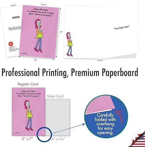 Miniatura 3 de NobleWorks Tarjeta de felicitación de cumpleaños humorística con sobre de 5 x 7 pulgadas (1 tarjeta) Bday You Look Thin C10105BDG