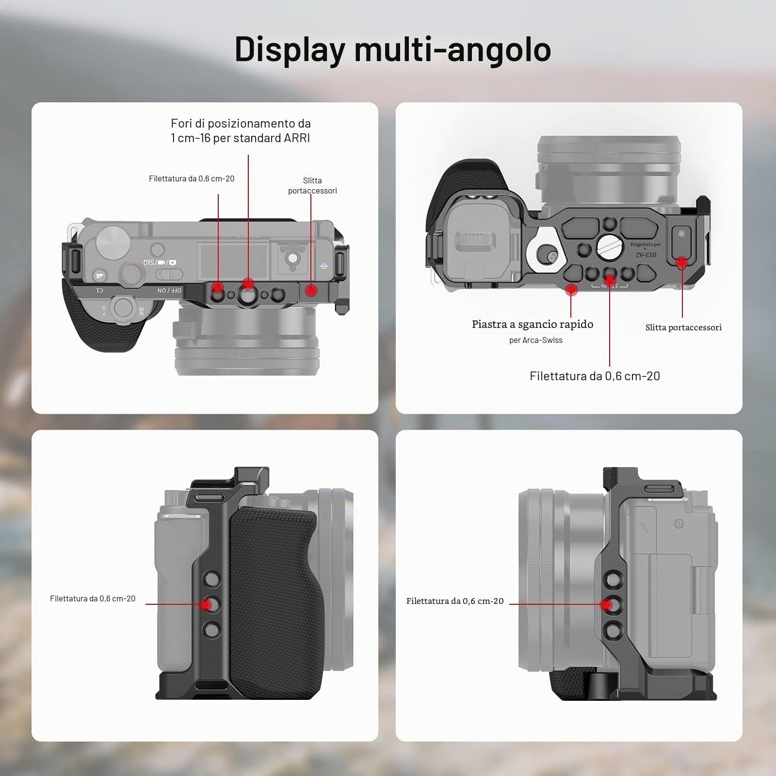 SMALLRIG ZV-E10 Cage con Impugnatura e Piastra a Sgancio Rapido Integrata per Arca-Swiss per Sony ZV-E10-3538B