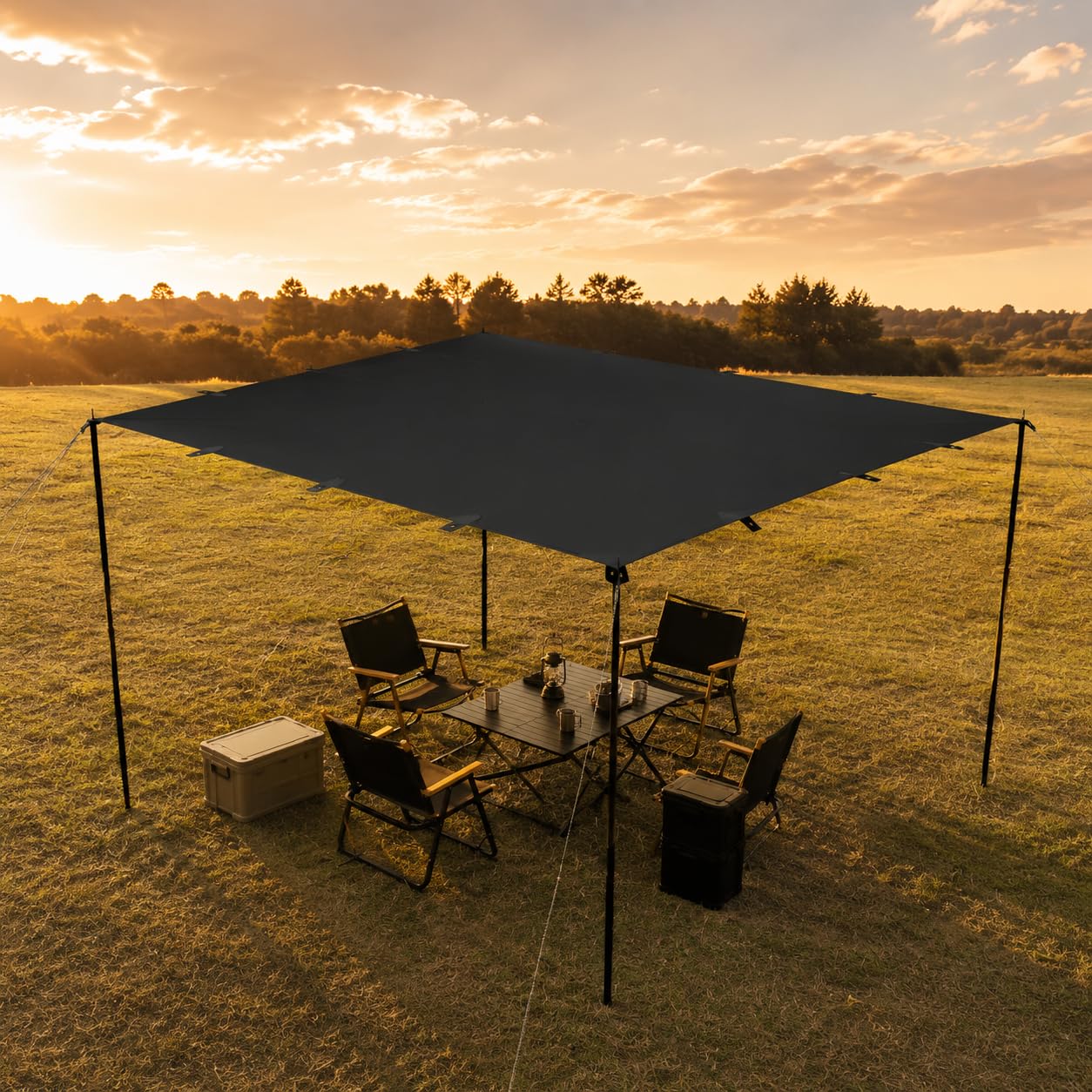 Toldo para Exterior Lona Refugio Cubierta Carpa Impermeable con Recubrimiento Opaco Que Bloquea la Luz y Mejora 19, Negro Puro, Style to 1, Negro