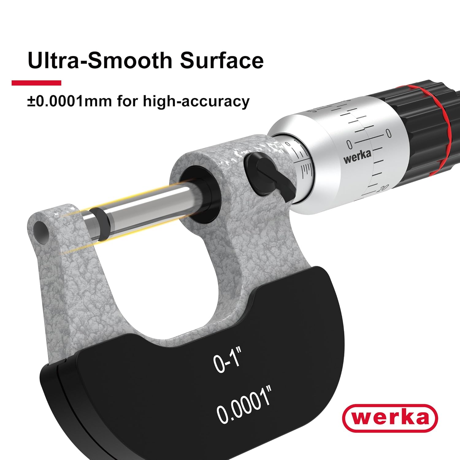 Professional Outside Micrometer, Precision Measurement Tool, 0-1 Inch Range with 0.0001 Inch Accuracy, Silver and Black