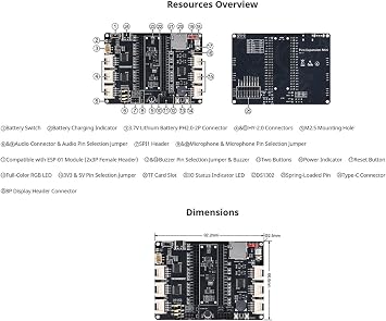Fits Raspberry Pi Pico Expansion Board - Mini Development Board with DS1302, RGB LED, Micro SD, Audio, Mic, Grove Connectors, and Battery Charging for Pico Series