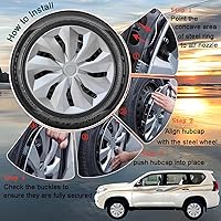 Vista 6 de Tapacubos de rueda de repuesto R16, tapa de rueda universal de tamaño 16 pulgadas, tapas de rueda de acero ABS para neumáticos, cubrellantas