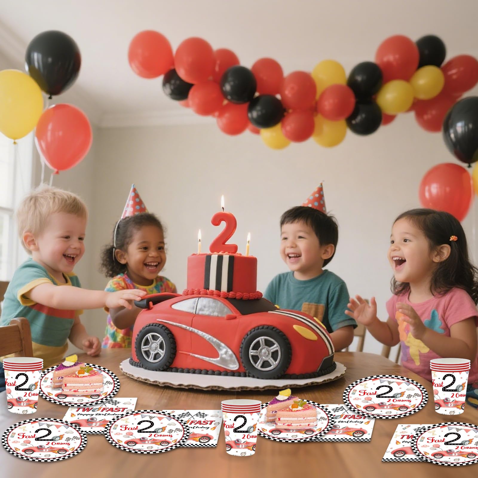 Set Completo Per Festa Hot Wheels – 93 Pezzi Tra Piatti, Bicchieri, Tovaglia, Palloncini E Decorazioni Per Auto - 5