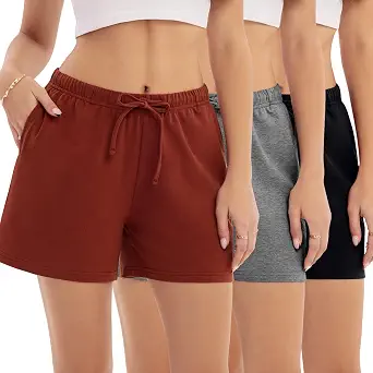 Womens Cotton Shorts Pajama for Lounge with Drawstring | Comfy Cotton Sleepwear, Boxer sleep Pj Shorts with pockets, soft Night Short for causal