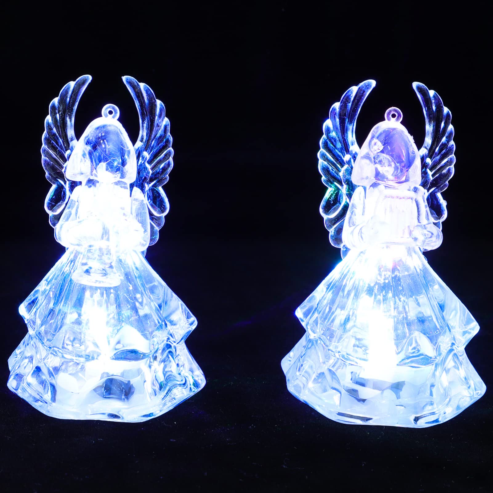Alipis 2Pcs Light Colorful LED Lamp Prayer Angel with Wings Desktop Light Decorative Bedroom Bedside Light for Kids Tabletop Decoration for Home Office Hotel (Battery Powered)