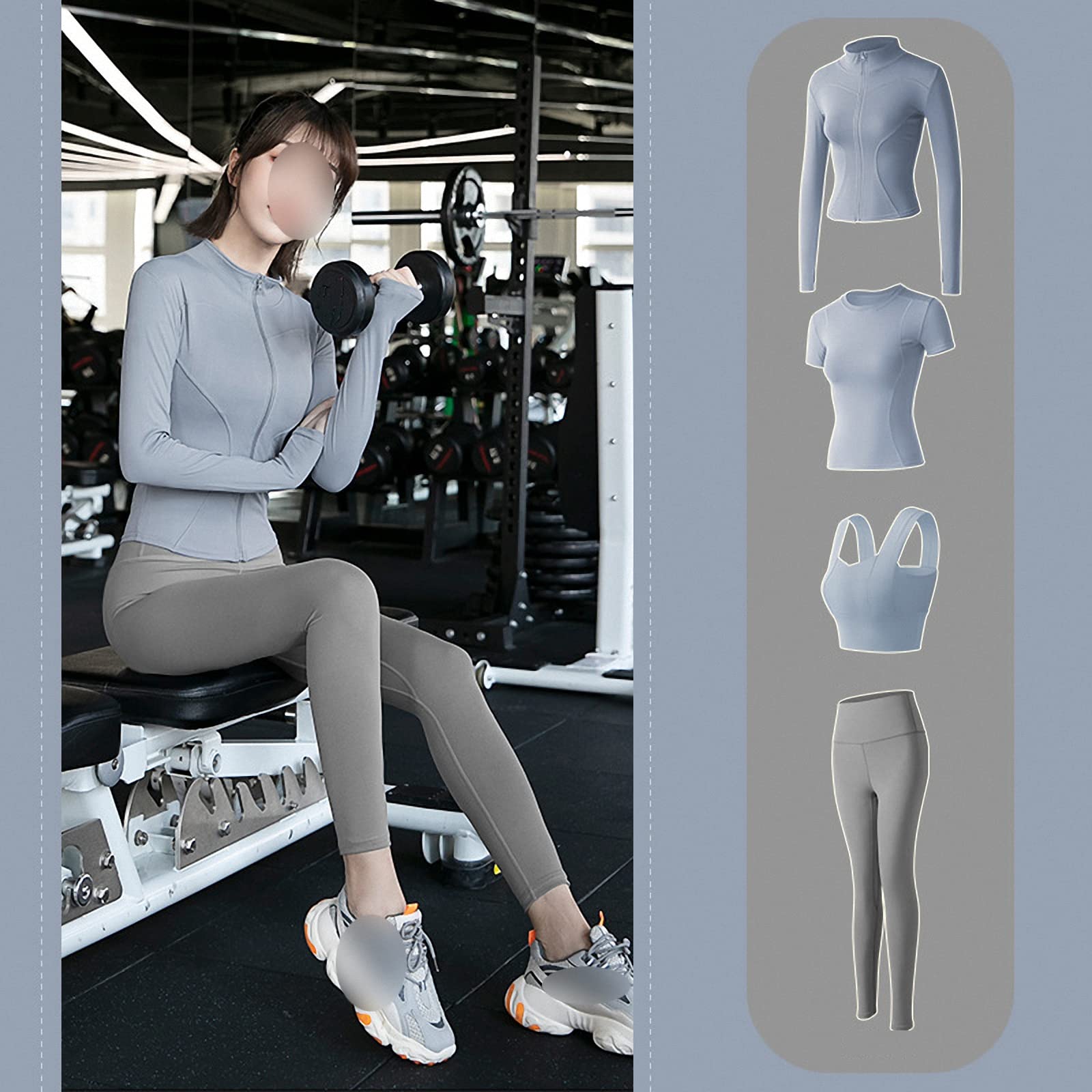 4-częściowy damski zestaw odzieży fitness do jogi, siłownia rano bieganie trening trening legginsy garnitur, styl 3, M