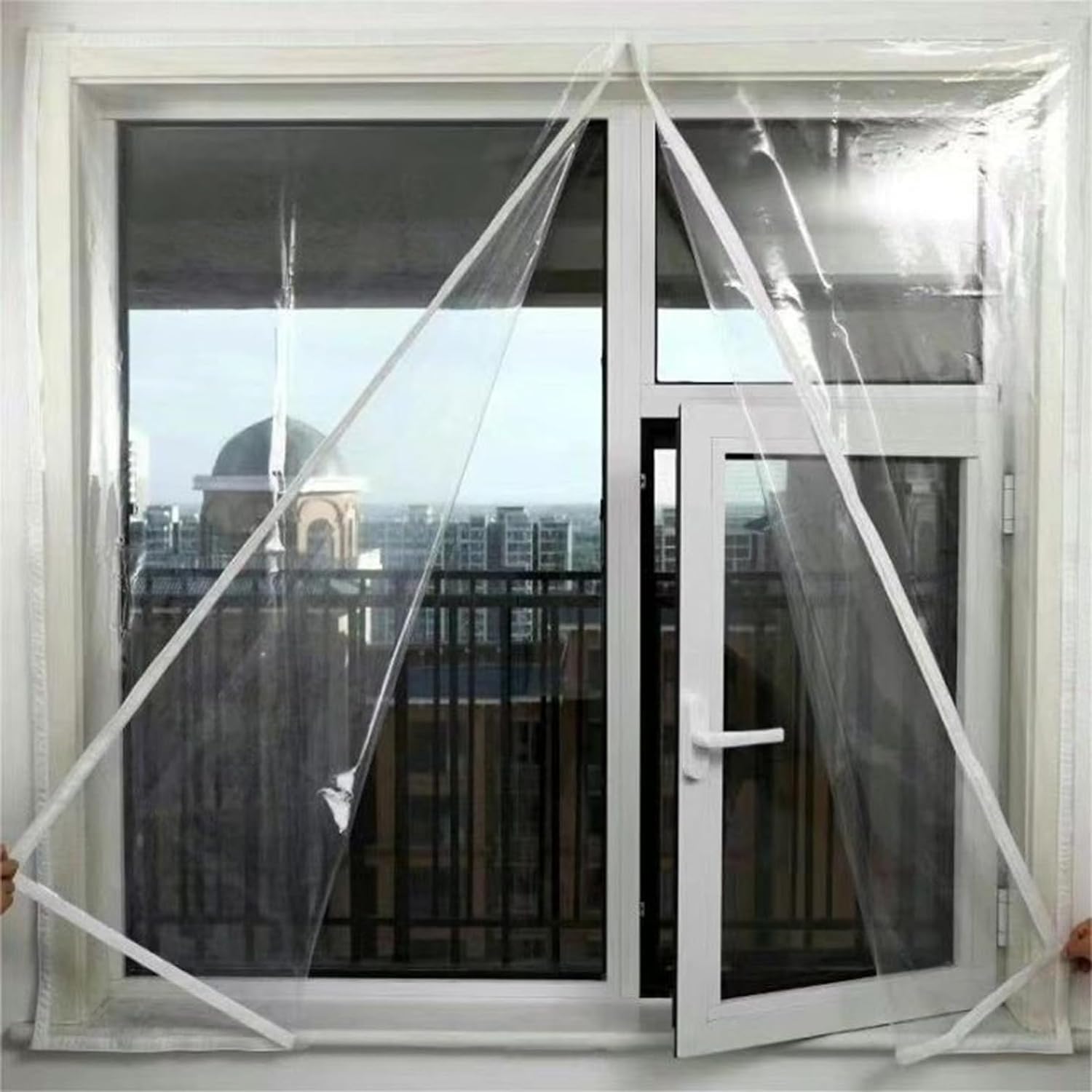 Kit Isolamento Finestre per Inverno,Tenda Termica Isolante,Pellicola Trasparente Protezione dal Freddo per Mantenere Calde Le Guarnizioni di Porte e Finestre,Larghezza x Altezza (150x240cm)