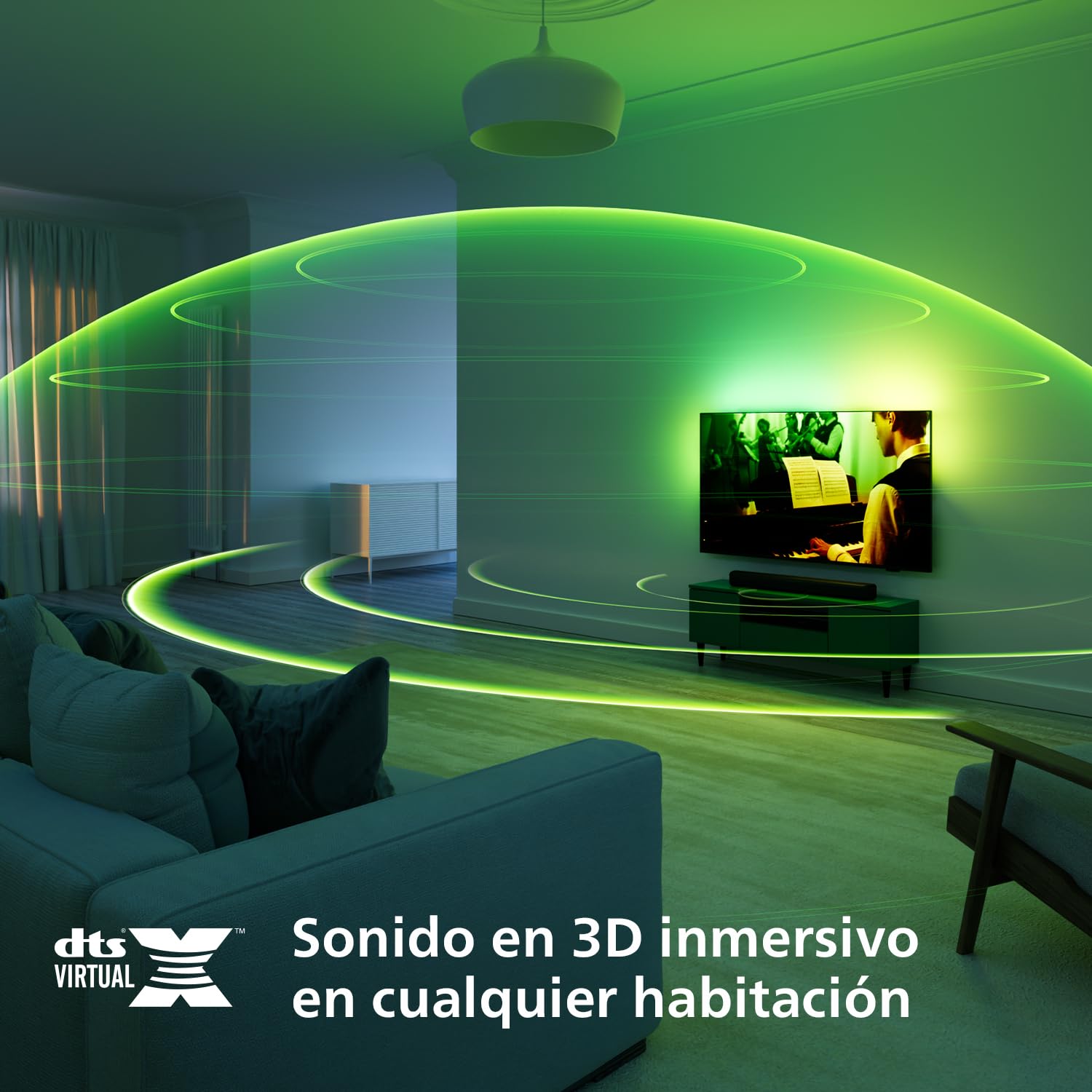 Philips TAB5109 Barra de Sonido 2.0 120W DTS Virtual X Bluetooth 5.4 HDMI ARC Óptica USB Gris Oscuro