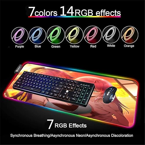 Miniatura 3 de Mouse Pads Sexy Anime Girl Mouse Pad RGB Computer Gaming Desk Pads Carpet Mousepad XXL Game Mause Pc Large Keyboard Pad 39.37 inch x19.68 inch