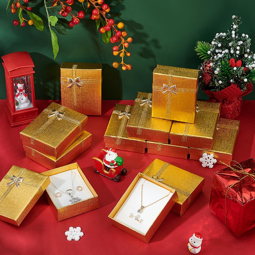 BENECREAT 12 Pack Necklace Ring Box 7.2x5.1x1.2" Kraft Jewelry Gift Boxes(Black) Rectangle Cardboard Gift Case For Wedding Party Birthdays