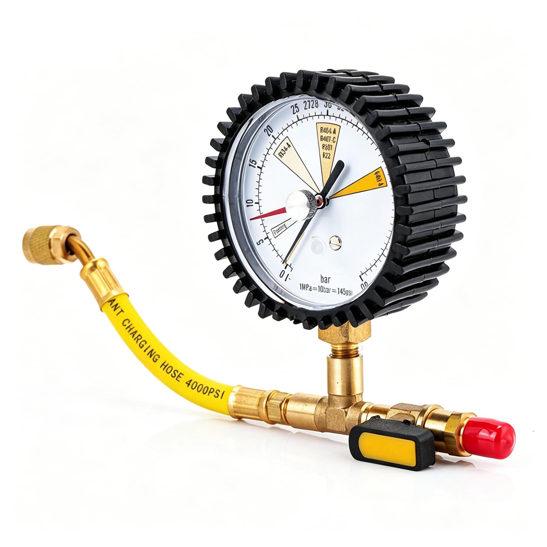 Manometro Azoto, 0-60 Bar Manometro Gas Refrigerante R134a R22 R407C R410A, Strumento di Test della Pressione del Manometri for la Pressione dell'Azoto di Refrigerazione dell'Aria Condizionata
