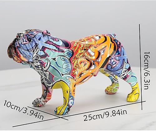 Miniatura 3 de suruim Figuras creativas de bulldog inglés coloridas y modernas, arte de grafiti, decoración del hogar, estantería de habitación, mueble de TV,