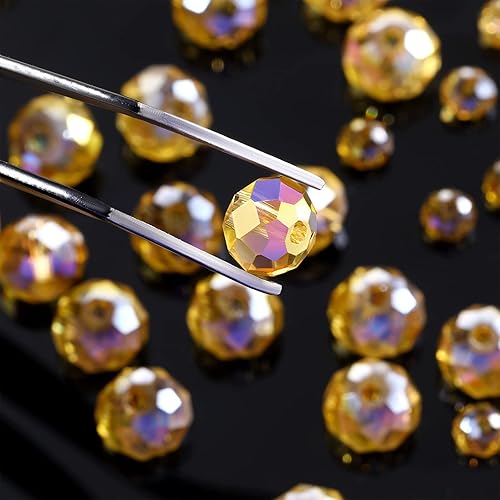 Miniatura 2 de 600 cuentas facetadas de cristal, cuentas de piedras preciosas, sueltas para hacer manualidades de joyería de 0.315, 0.236, 0.157 pulgadas (color