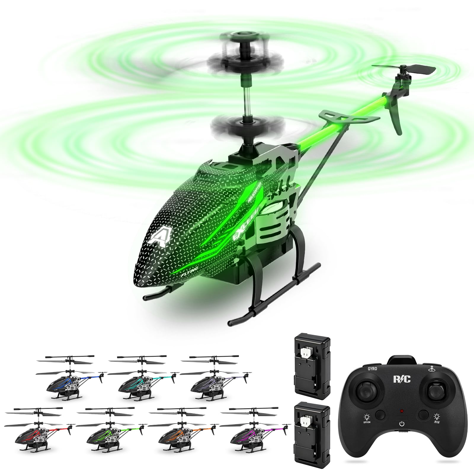 RC Helicóptero,Helicóptero teledirigido 2.4G con luz 7 colores LED,Elicoptero Teleridijido niño 3.5 Canales,Avion Teledirigido con Giroscopio y Altura Fija,Regalos de Fiesta Ideales para niños y niñas