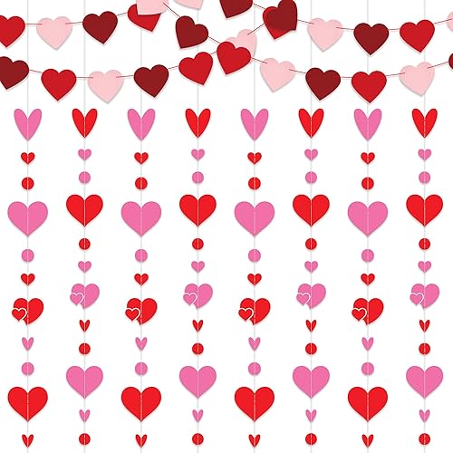 KatchOn, Guirnalda de fieltro para el día de San Valentín, paquete de 30, sin bricolaje, guirnalda rosa y roja para el día de San Valentín, paquete