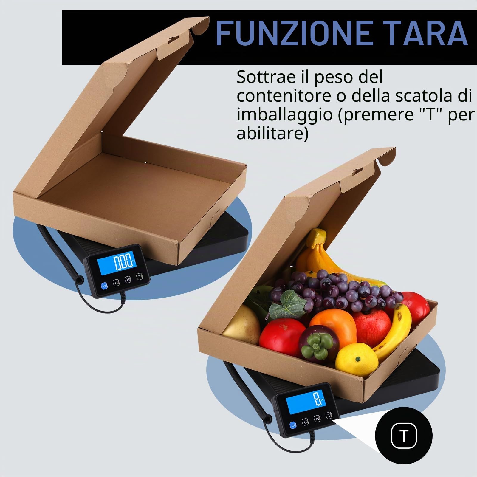 Bilancia Postale Digitale 200kg/440lb 10g/0,35oz con Display LCD e Tara