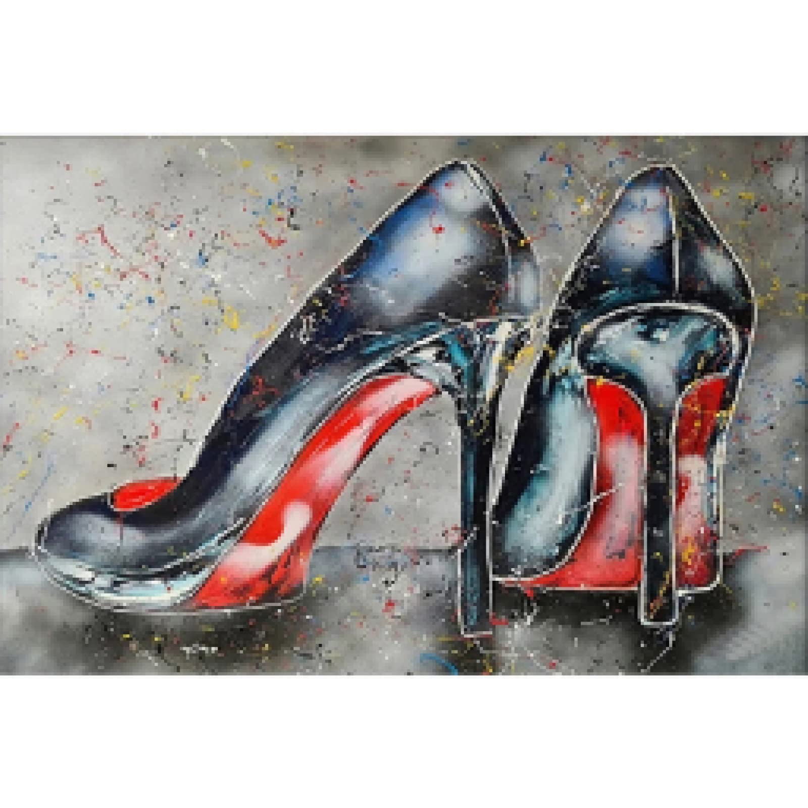 DLIDR Couple Portant des Baskets Graffiti Affiche Street Art Chaussures Toile Peinture Moderne Famille Salon Décor Photo A1098 50 × 60 CM sans Cadre