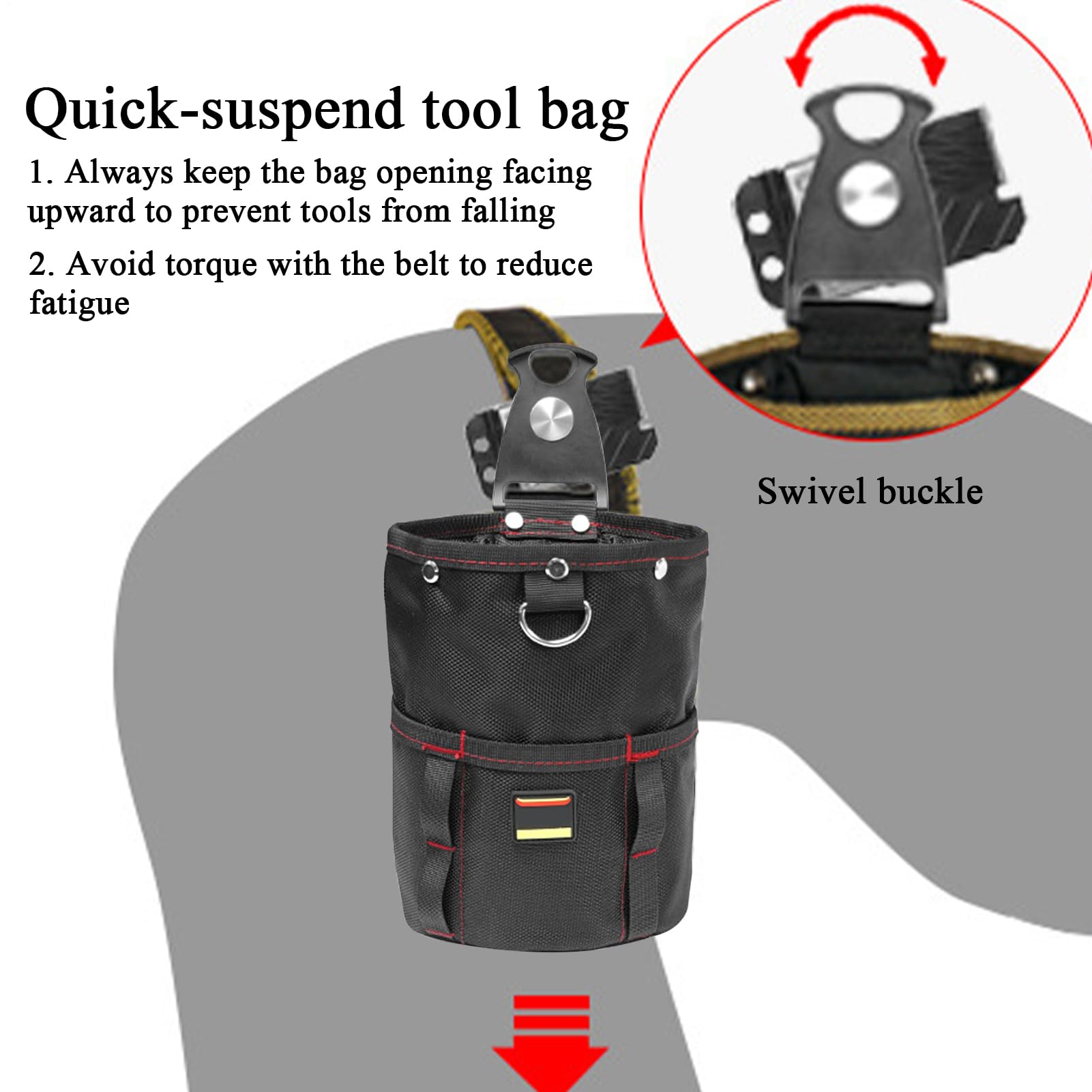 Sac banane à outils - Solution de rangement généreuse, poches à outils avec plusieurs poches, petit sac à outils en tissu Oxford avec clip de ceinture | Petit sac de rangement pour à mesurer
