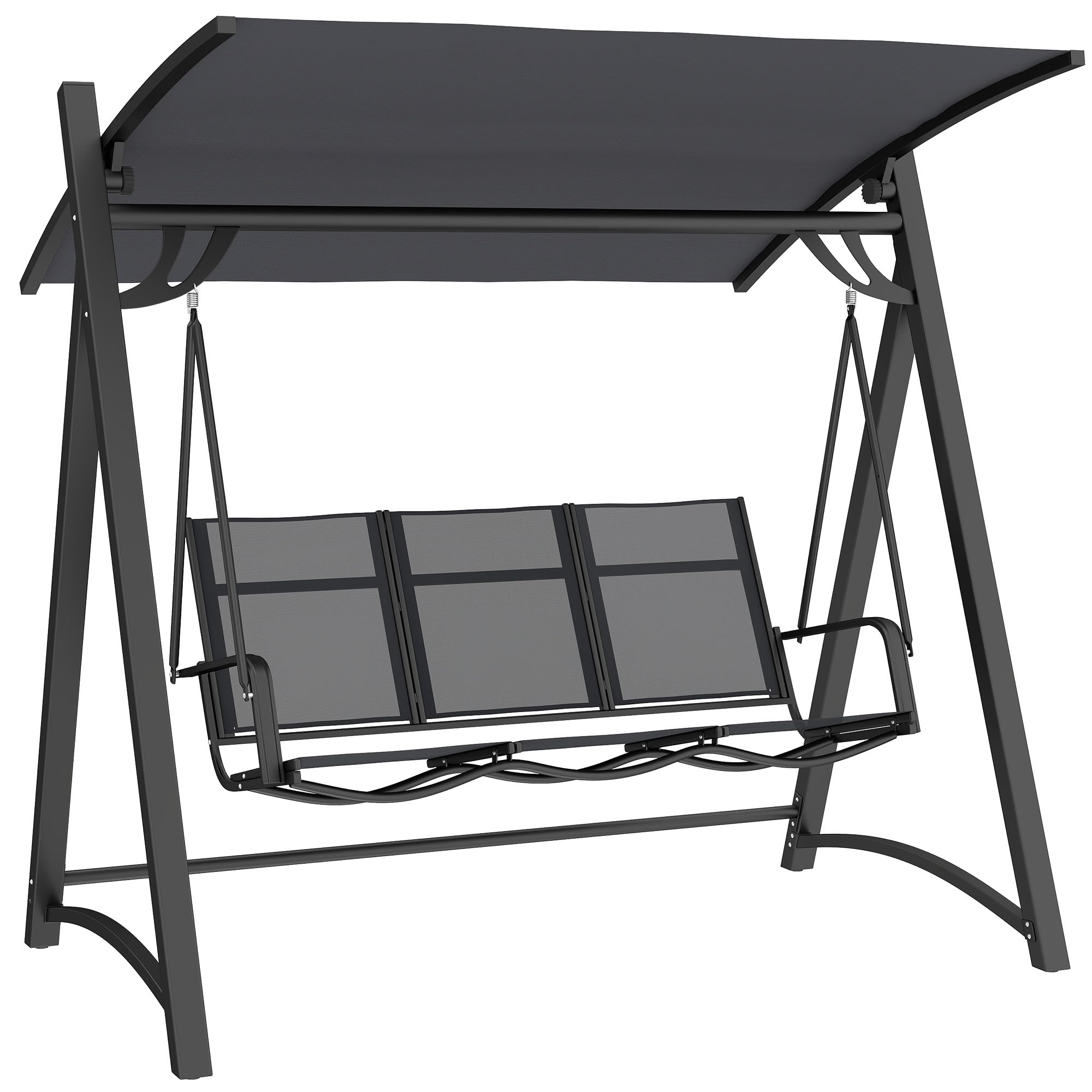Outsunny 3 Seater Garden Swing Bench - Metal/Polyester - Grey