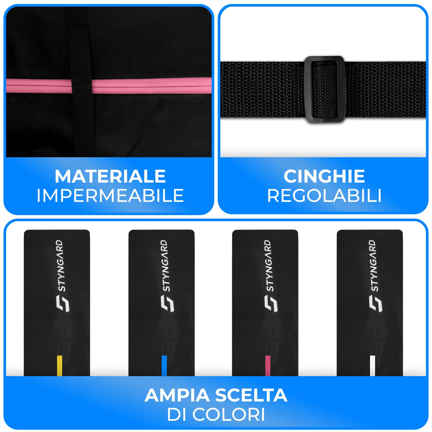 STYNGARD Sacca porta sci [fino a 180 cm] - Borsa sci in materiale resistente con cerniere di alta qualità - Modello Aspen