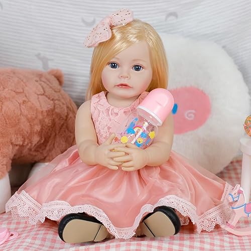 Lifelike Reborn Baby Dolls - 18-Inch Realistic Newborn Baby Dolls Girls Soft Vinyl Silicone Real Life Baby Doll with Doll Accessories & Gift Box for Kids Age 3+