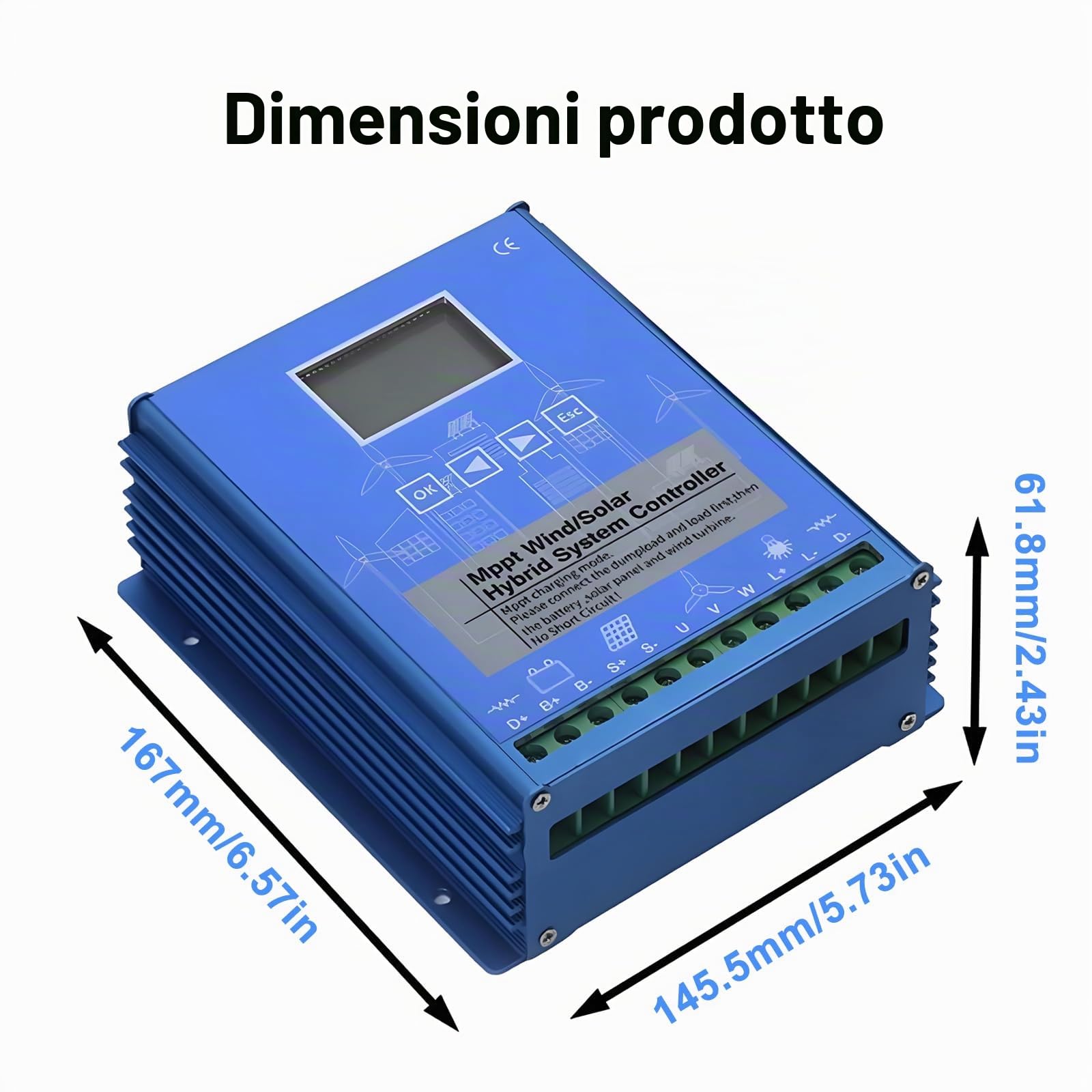 Regolatore Di Carica Ibrido Solare Eolico Da 15000 W 12 V 24 V 48 V Mppt Regolatore Di Carica Boost Con Display Lcd E Carico Di Scarico,48V