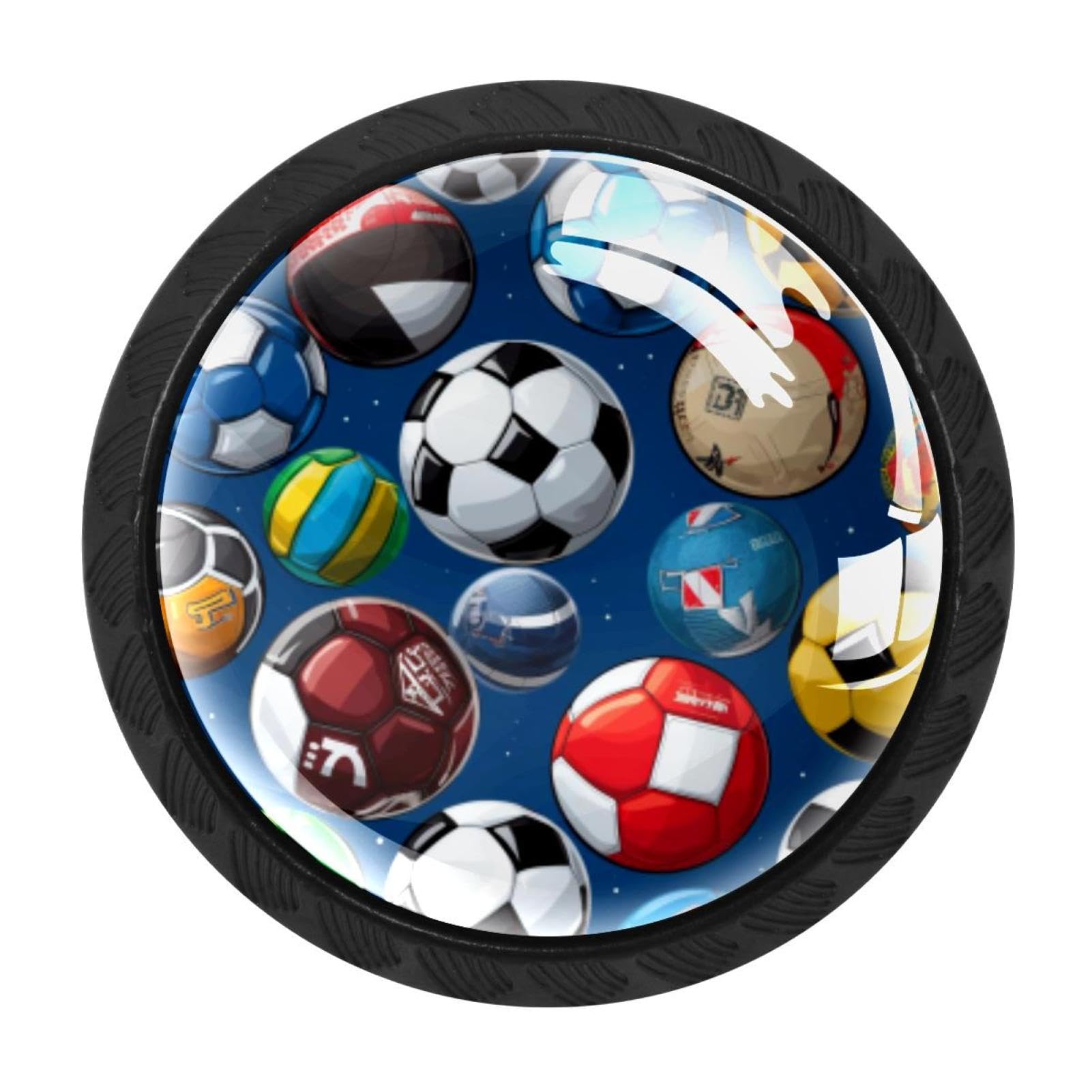 Chenzzzz Multicolored 13 4 Pack Cabinet Handles Black Football Soccer Cabinet Knobs Draw