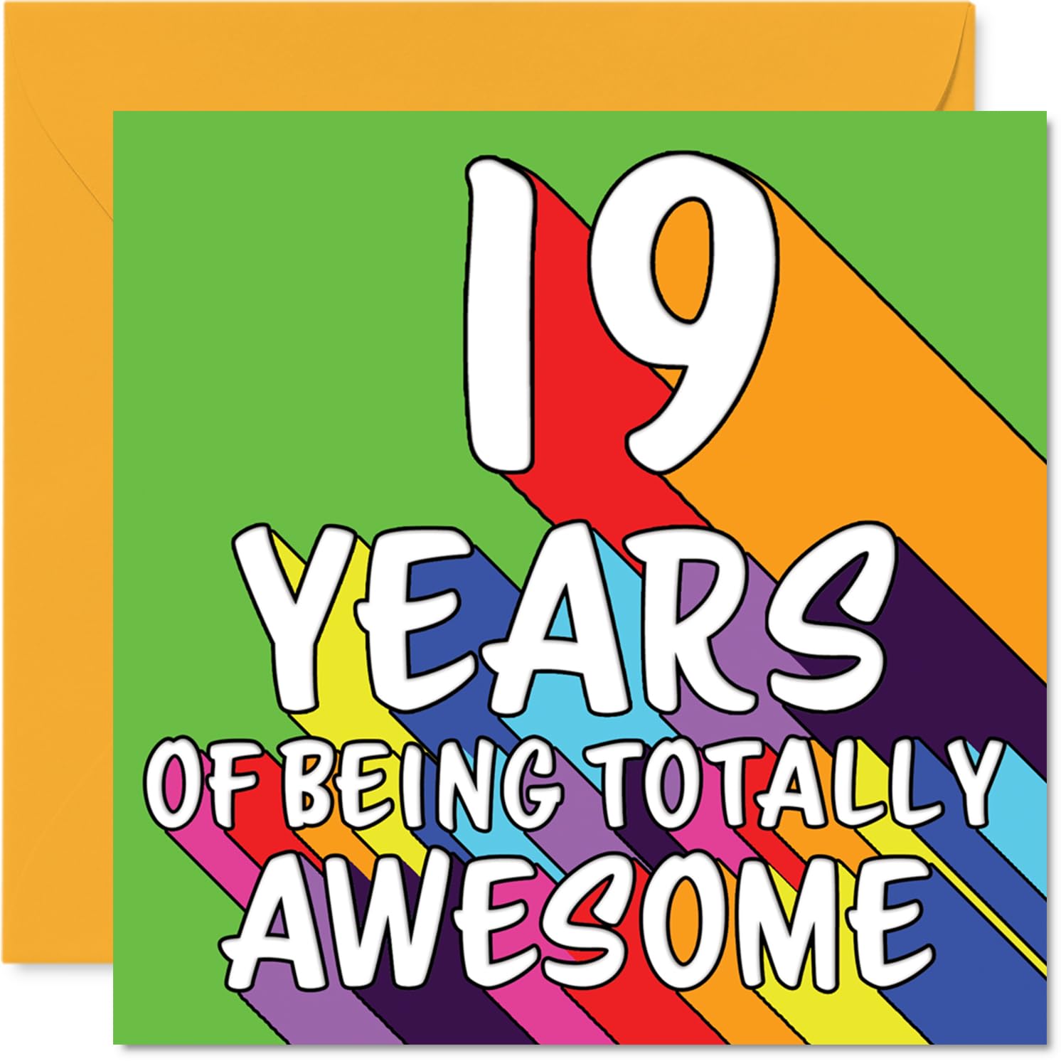 19th Birthday Cards for Women Men - Rainbow Awesome - Happy Birthday Card for 19 Year Old Woman Man Uncle Cousin Daughter Niece, 145mm Bday Greeting Cards