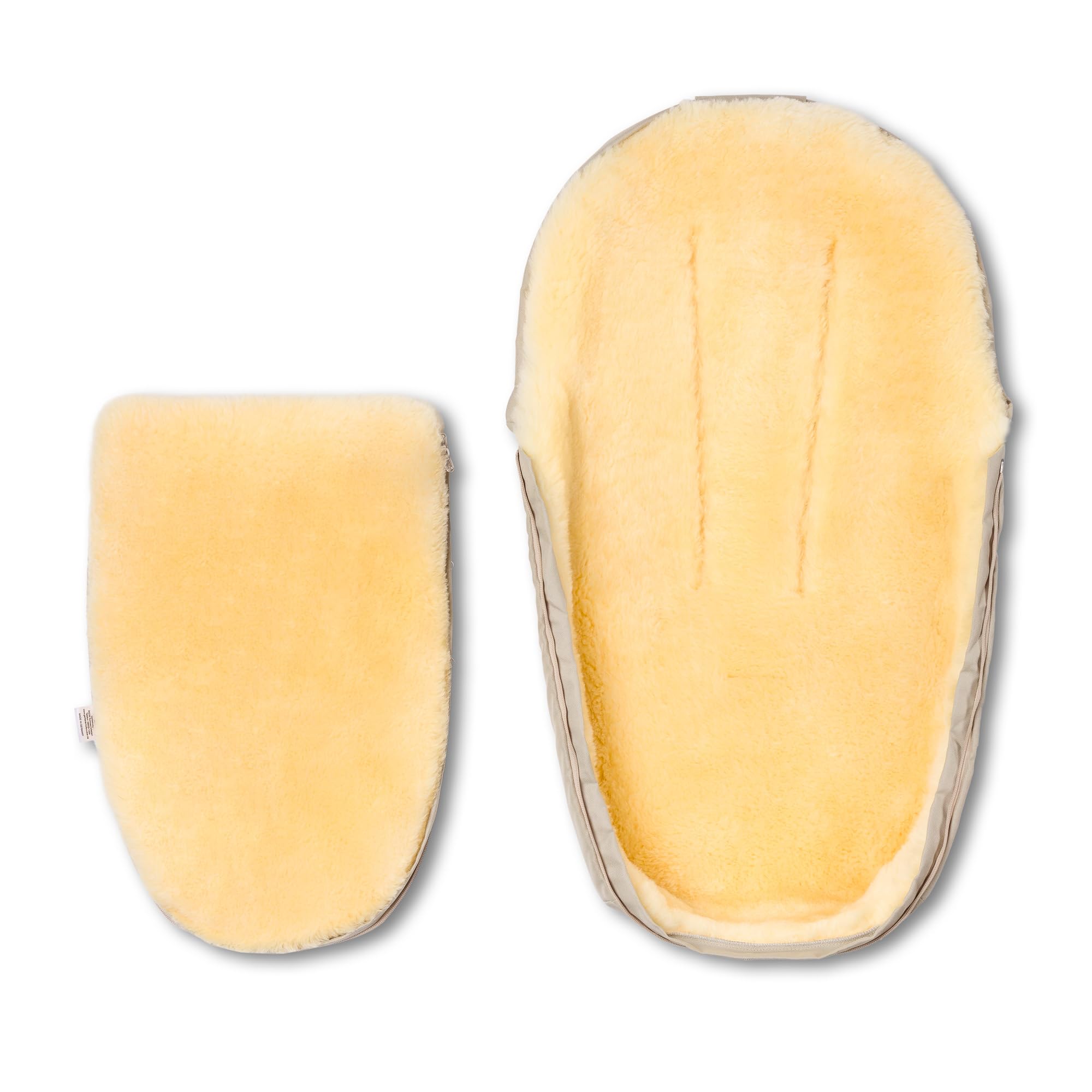 Hofbrucker Saco para cochecito de bebé Toni para otoño/invierno/principios de piel de cordero para capazo y Maxi Cosi 0-10 meses con manta extraíble (beige)