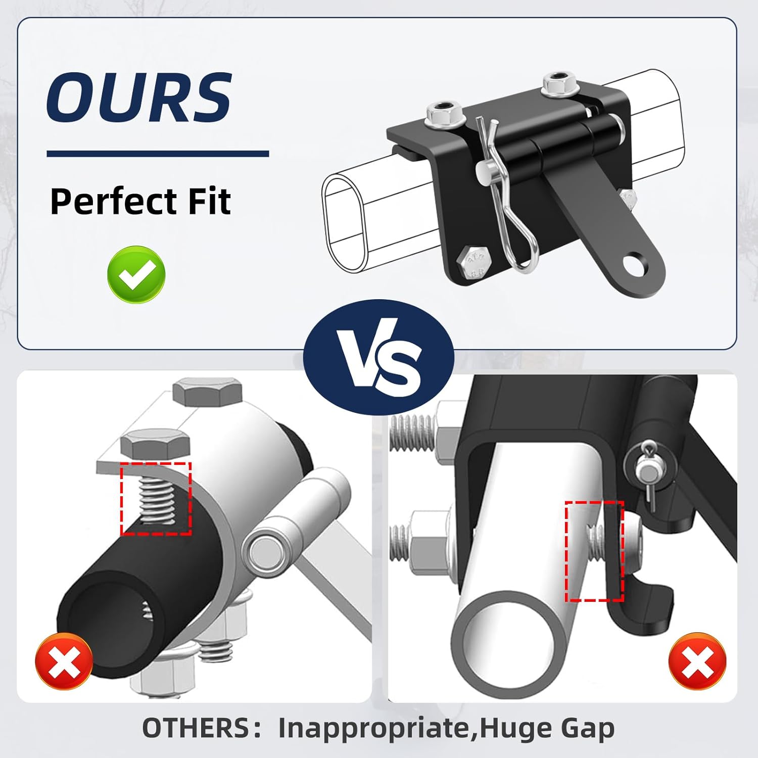 Universal Snowmobile Bumper Hitch, Adjustable Heavy-Duty Steel Tow Hitch Kit for Ski-Doo, Polaris, REV, Arctic Cat, Yamaha, Stainless Steel Trailer Hitch for Snowmobiles