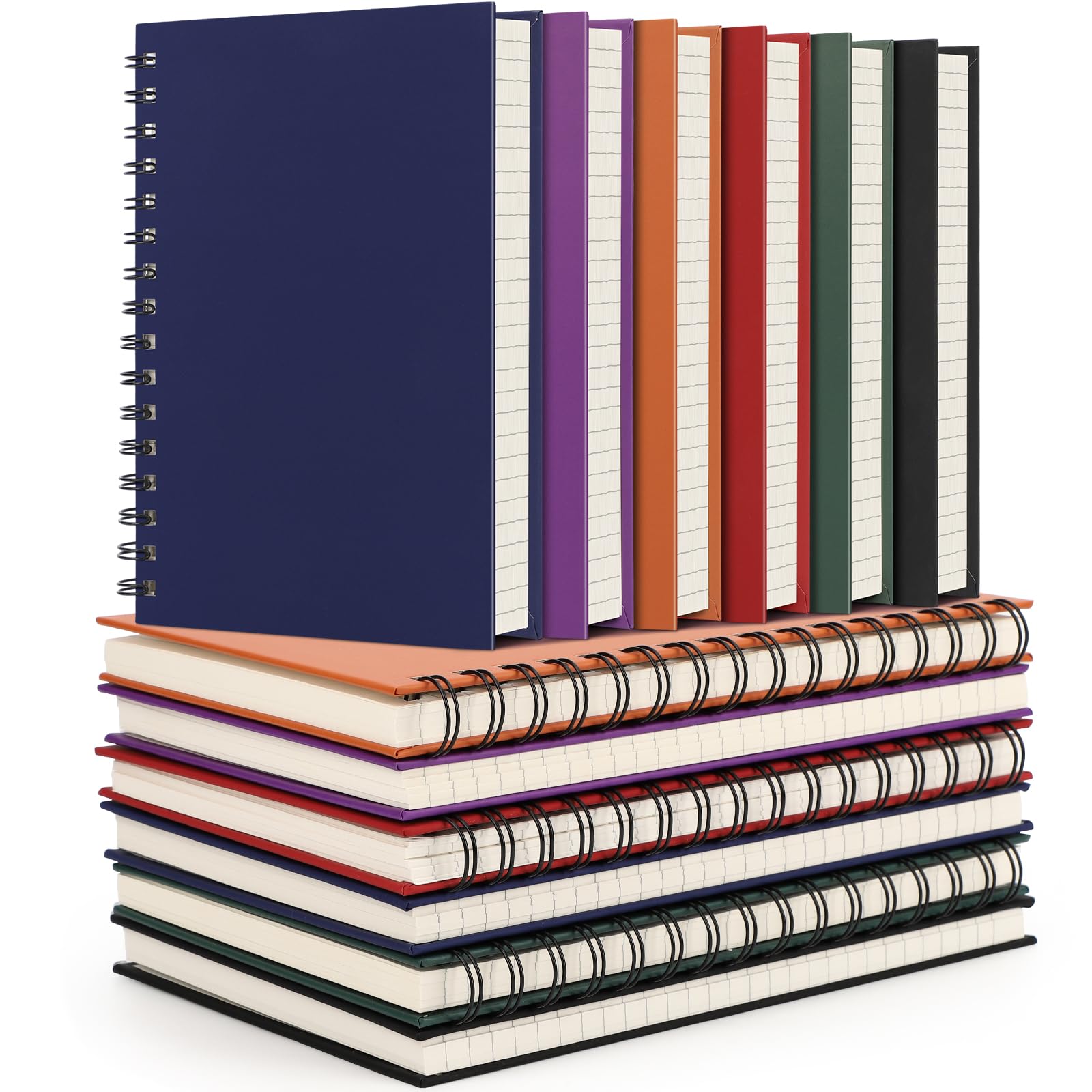 EUSOAR Quaderno a spirale, 12 confezioni A5 14 x 21 cm, 160 pagine/80 fogli, carta a righe da 100 g/m², spessa copertina rigida per appunti, materiale scolastico e ufficio, colori assortiti