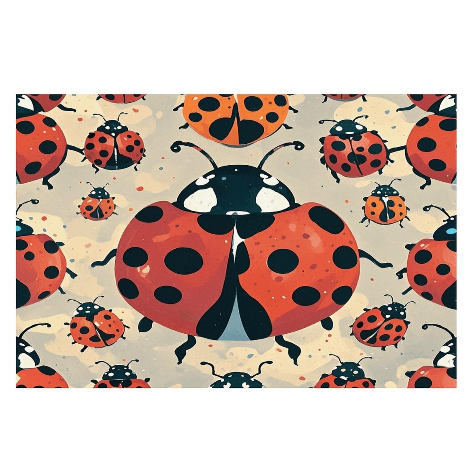 Ladybugs Pattern Infinite Speckled Placemats Wipeable Heat Resistant Table Mats Washable Flax Place Mats Elegant Cloth Non-Slip Placemat for Kitchen Dinning Party Table Decor 12 * 18 in