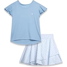 RBX Girls Athletic Skort Set - 2 Piece Ribbed Short Sleeve Tee and Athletic Skort for Girls Sizes 7-12