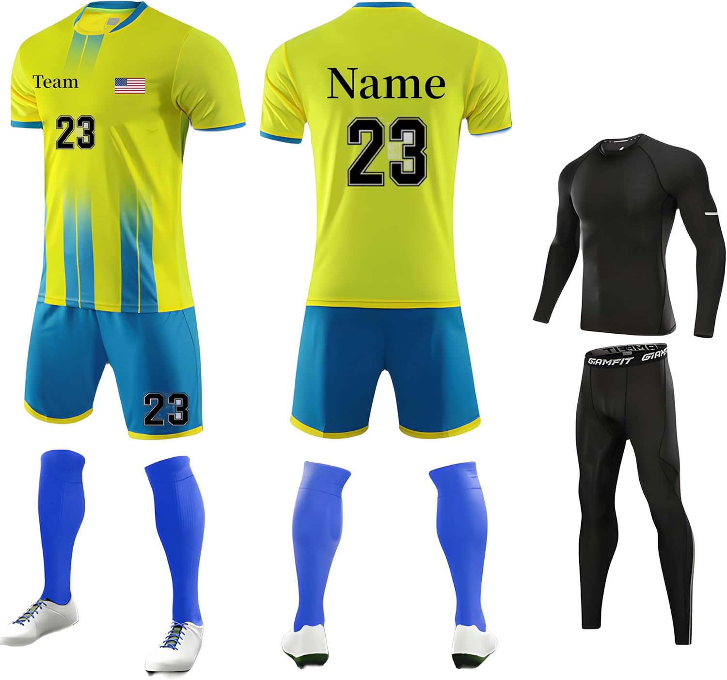 Personalized Soccer Jersey for Men Women Adults Kids Custom Soccer Shirt and Shorts with Name Number Logo