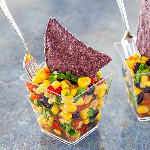 Miniatura 3 de Restaurantware Taza Kova mediana cuadrada de plástico transparente de 5 oz - 2 12" x 2 12" x 2 12" - Caja de 20 unidades