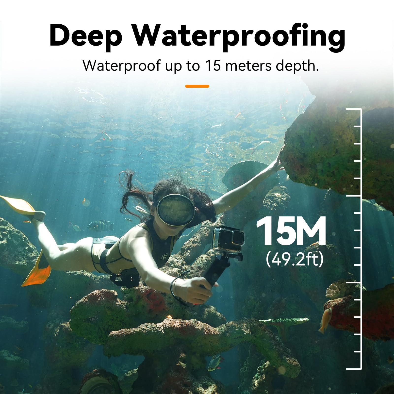Empuñadura Flotante para cámara Deportiva con Obturador Remoto, Resistente al Agua hasta 15 m, Repuesto para cámara de acción GoPro Hero 12/11/10/9/8, Poste de Buceo Submarino