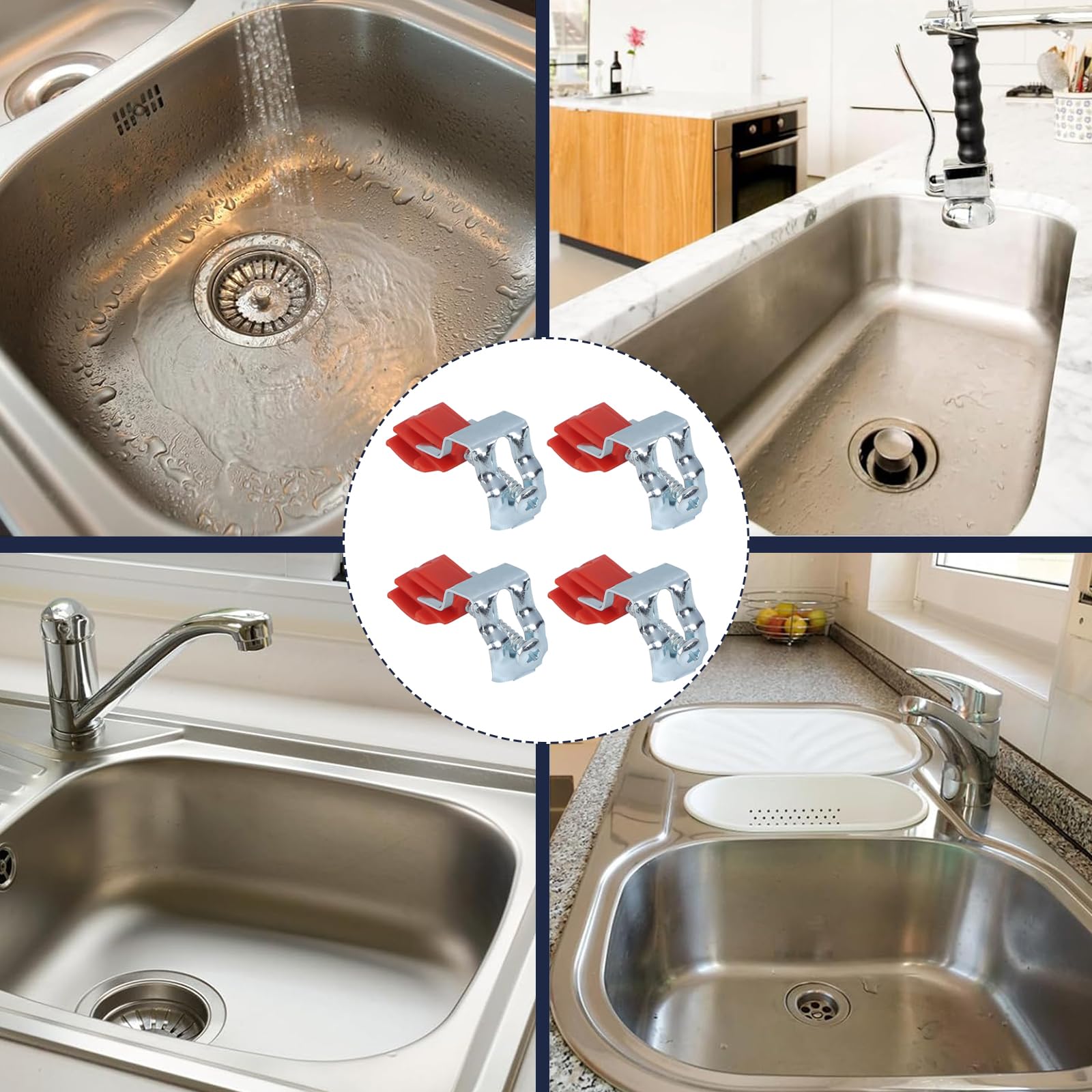 Staffe Montaggio Lavello Fissaggio Arco,ganci zoccolo cucina,Per Staffa Con Intaglio Sovrapposizione, Lavello, Cucina, Bagno, Doccia, Regolabile, Ganci Regolabili Da Incasso,6Pezzi, 50 X 25 X18 mm