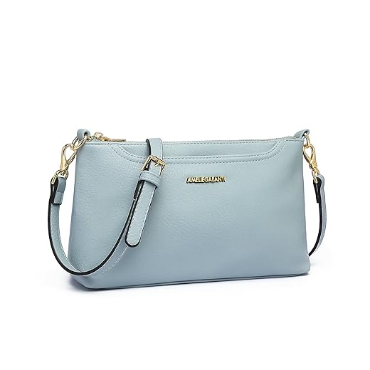 AMELIE GALANTI Small Medium Size Crossbody Bag purse for Women,leather Shoulder handbag with Adjustable Strap (L blue)