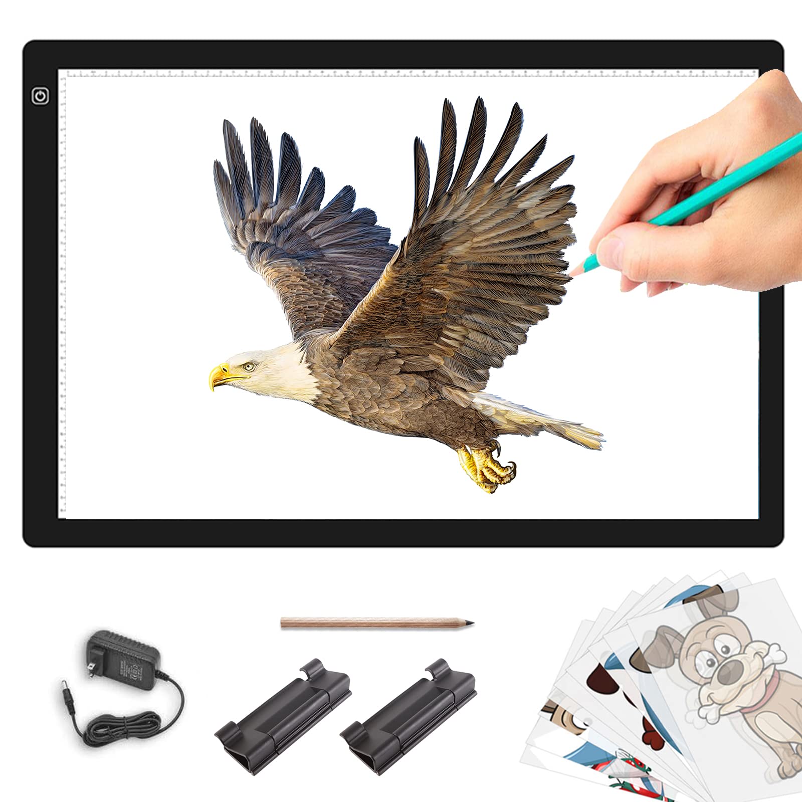 Sponsored Ad - A2 Light Pad Super Thin 7mm Portable Stepless Dimmable Brightness Large Light Box Copy Board for Diamond Painting Weeding Vinyl with 2 Multi-Functional Clips 12V 2A Adapter (23.7''x15.8'')