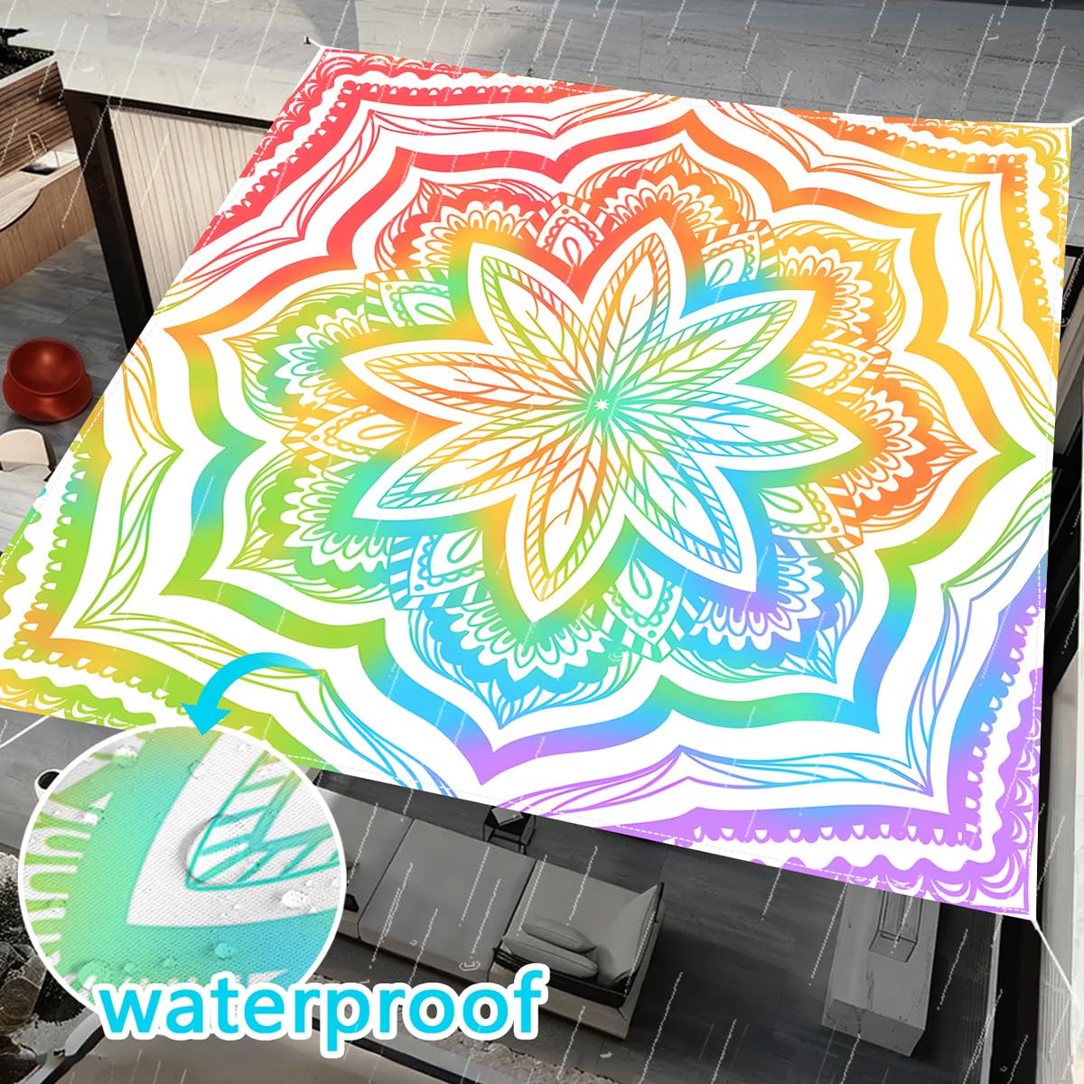 Highdi 3D-Mandala Sonnensegel 1,5x1,5m - Wasserdicht Mit UV-Schutz Für Garten & Terrasse