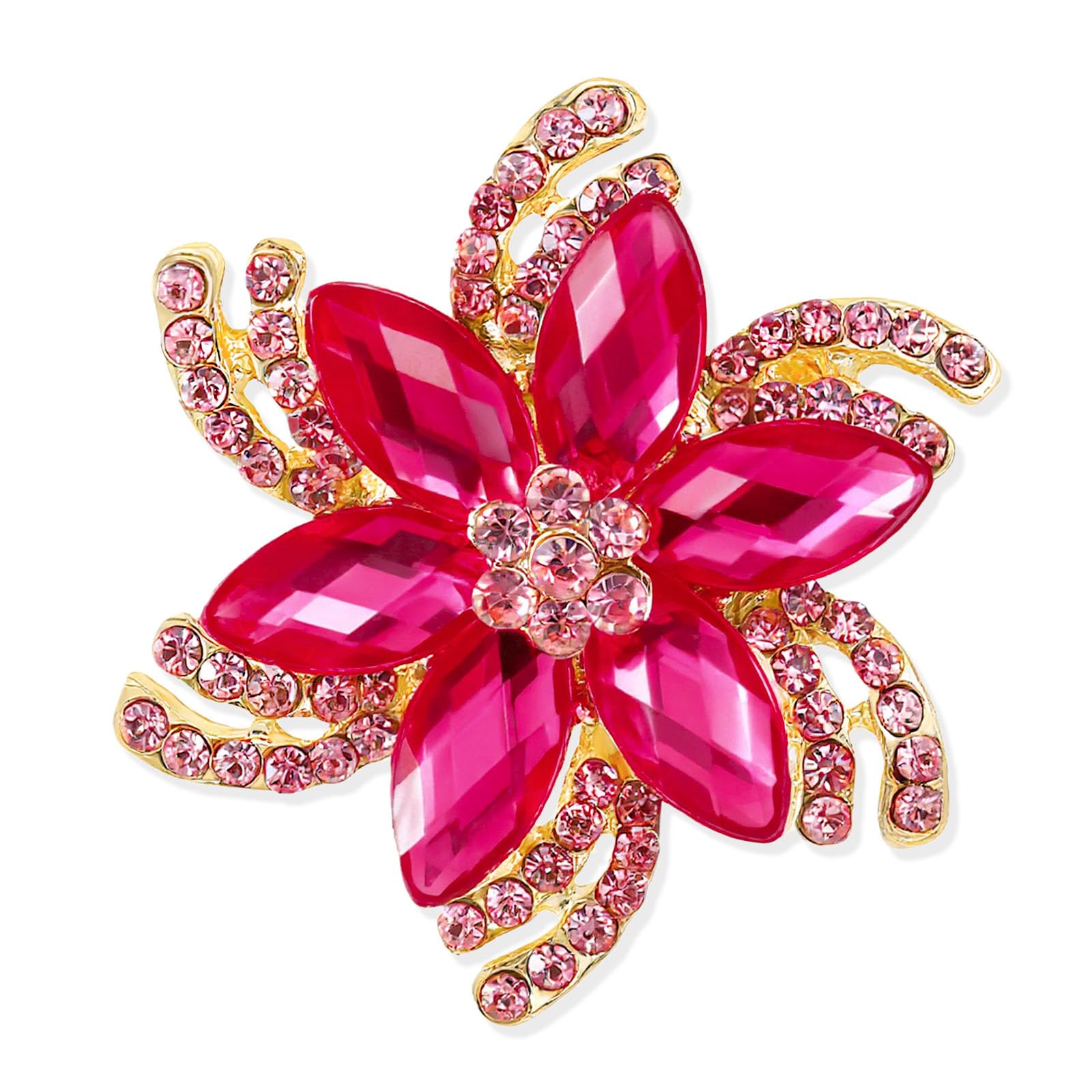 Vintage Flower Brooch for Women - Elegant Lapel Pin with Rhinestones &amp; Crystals for Suits, Coats, Dresses, Hats, Scarves and Shawls