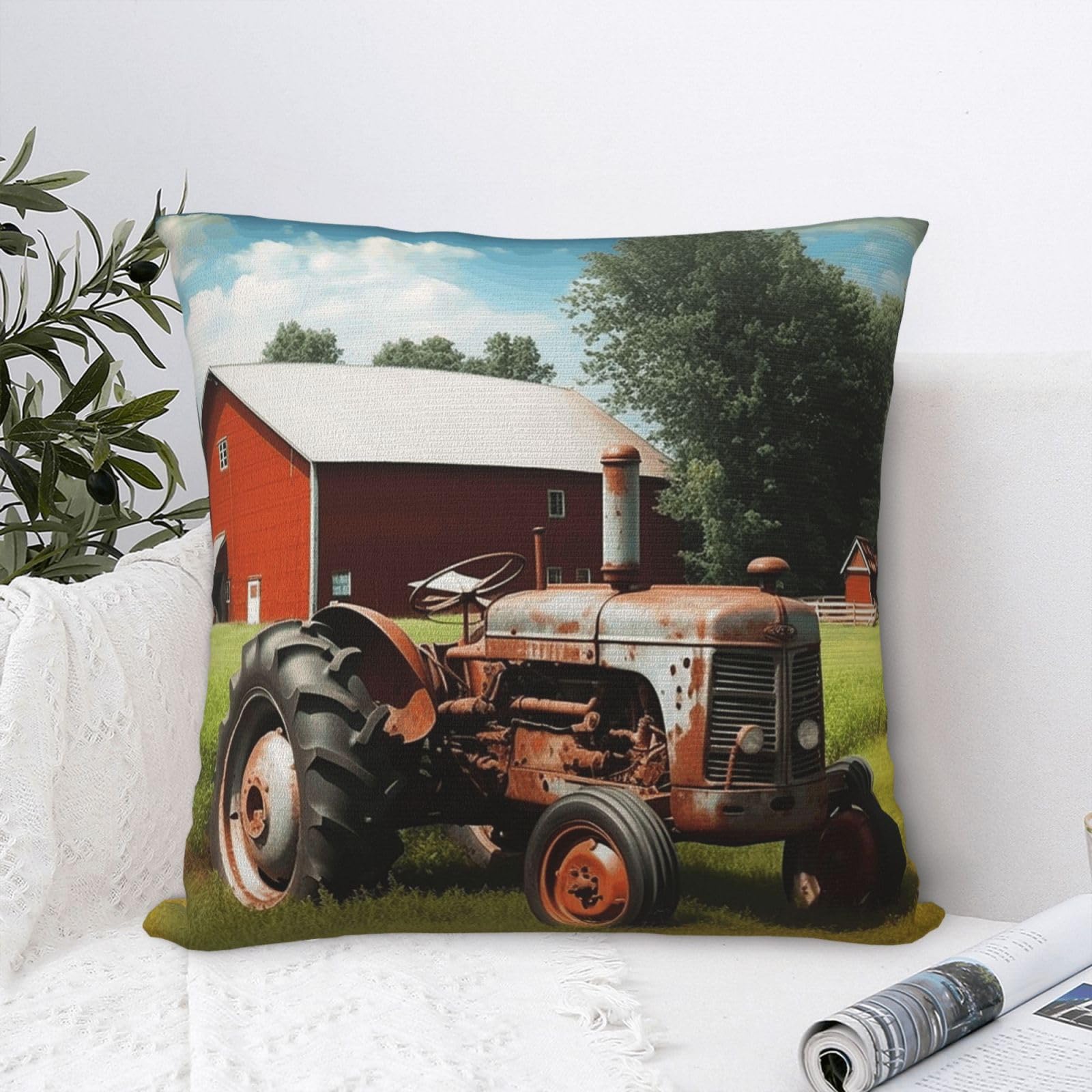 Luxury Velvet Throw Pillow Covers 18"x18" Super Soft Decorative Pillow Cases - Company Farm Tractor Pillowcases Modern Lumbar Cushion Cases for Couch Sofa Bed Pillow Shams